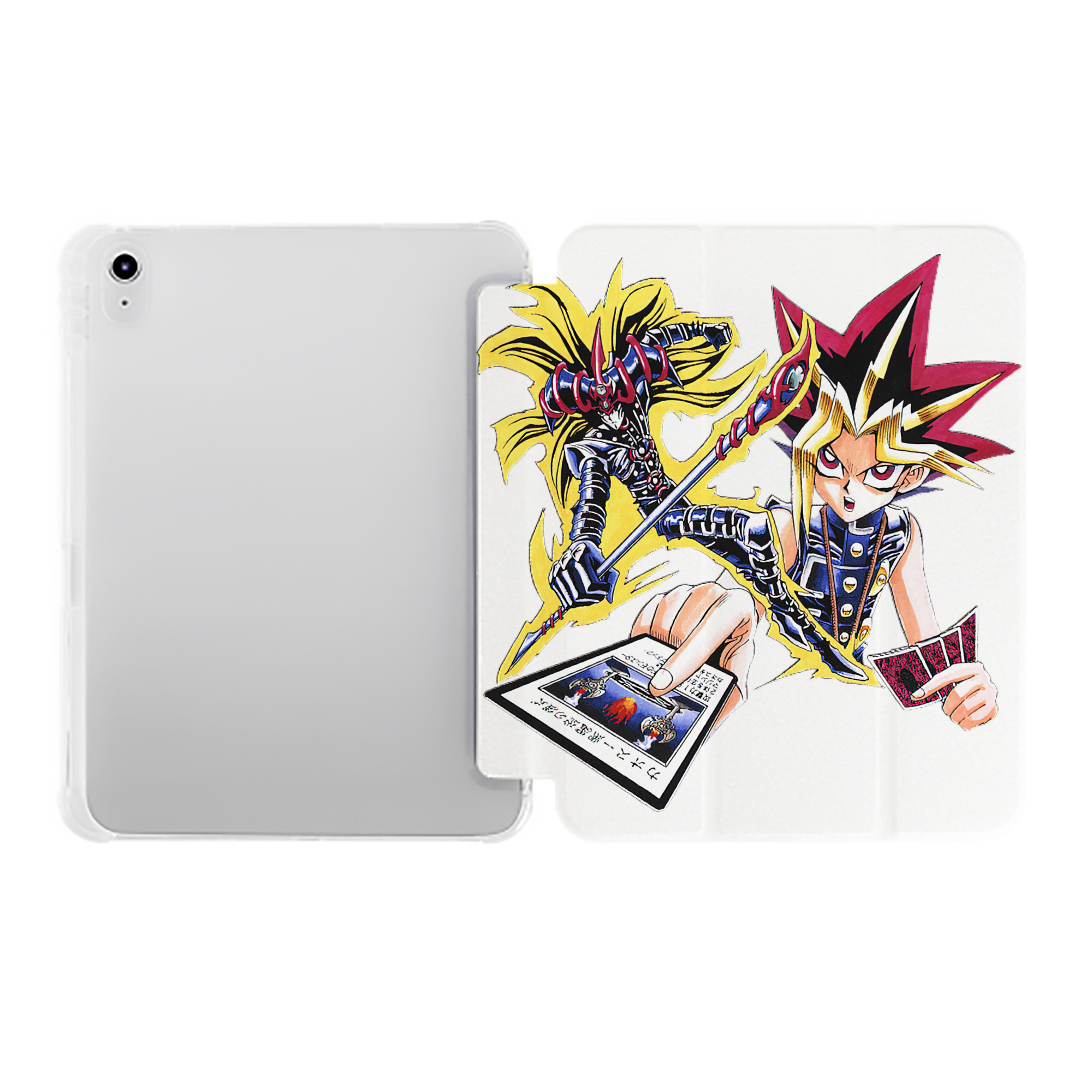 （画像用） 遊☆戯☆王 Yu-Gi-Oh! IPad ケース ペン収納付き 三つ折りスタンド PUレザー×シリコン 対応機種9.5/10.5/10.9インチ